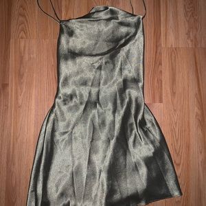 Silk green cowl neck dress